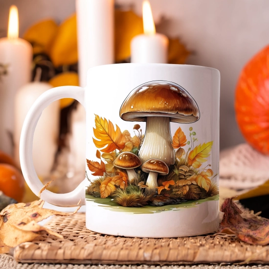 JESIENNY KUBEK 330ml NA HERBATĘ KAWĘ NA PREZENT JESIEŃ MUCHOMOR GRZYBY