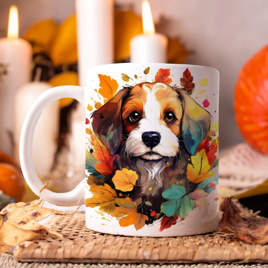 JESIENNY KUBEK 330ml NA HERBATĘ KAWĘ NA PREZENT JESIEŃ PIES