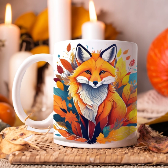 JESIENNY KUBEK 330ml NA HERBATĘ KAWĘ NA PREZENT JESIEŃ LIS