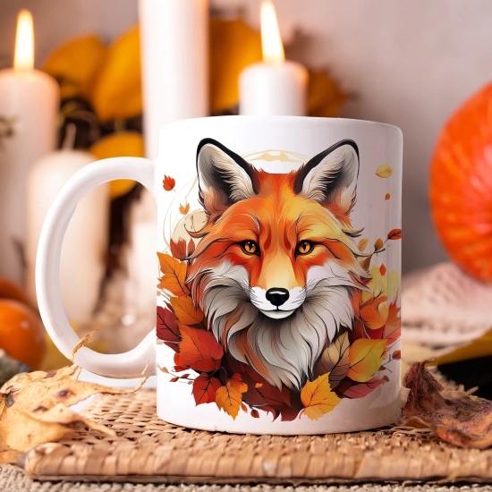 JESIENNY KUBEK 330ml NA HERBATĘ KAWĘ NA PREZENT JESIEŃ LIS