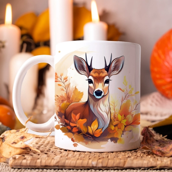 JESIENNY KUBEK 330ml NA HERBATĘ KAWĘ NA PREZENT JESIEŃ JELEŃ SARNA