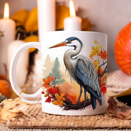 JESIENNY KUBEK 330ml NA HERBATĘ KAWĘ NA PREZENT JESIEŃ PTAK