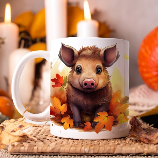 JESIENNY KUBEK 330ml NA HERBATĘ KAWĘ NA PREZENT JESIEŃ DZIK