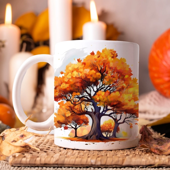 JESIENNY KUBEK 330ml NA HERBATĘ KAWĘ NA PREZENT JESIEŃ DRZEWO LAS