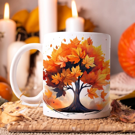 JESIENNY KUBEK 330ml NA HERBATĘ KAWĘ NA PREZENT JESIEŃ DRZEWO LAS