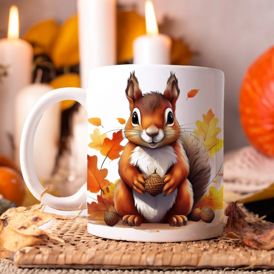 JESIENNY KUBEK 330ml NA HERBATĘ KAWĘ NA PREZENT JESIEŃ WIEWIÓRKA