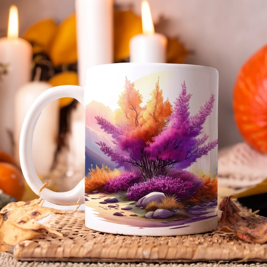 JESIENNY KUBEK 330ml NA HERBATĘ KAWĘ NA PREZENT JESIEŃ DRZEWO LAS