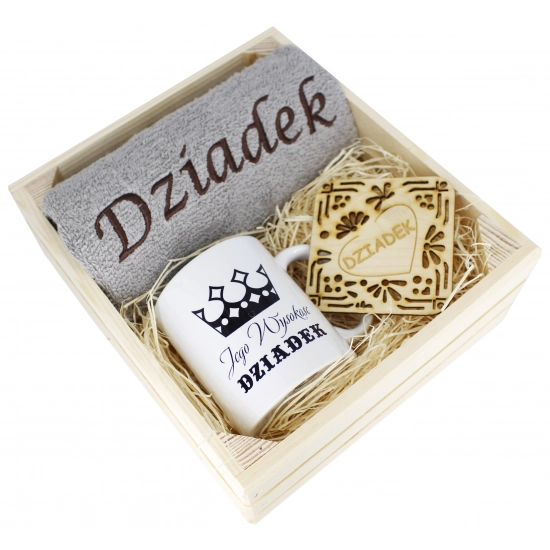 SUPER PREZENT DLA DZIADKA RĘCZNIK + KUBEK SKRZYNKA
