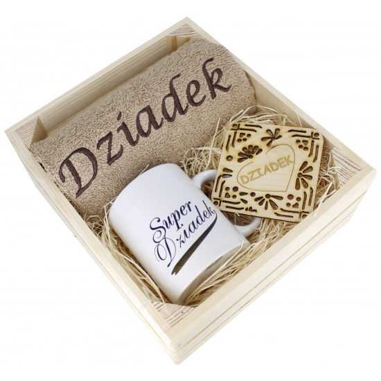 SUPER PREZENT DLA DZIADKA RĘCZNIK + KUBEK SKRZYNKA