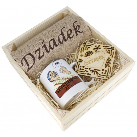 SUPER PREZENT DLA DZIADKA RĘCZNIK + KUBEK SKRZYNKA
