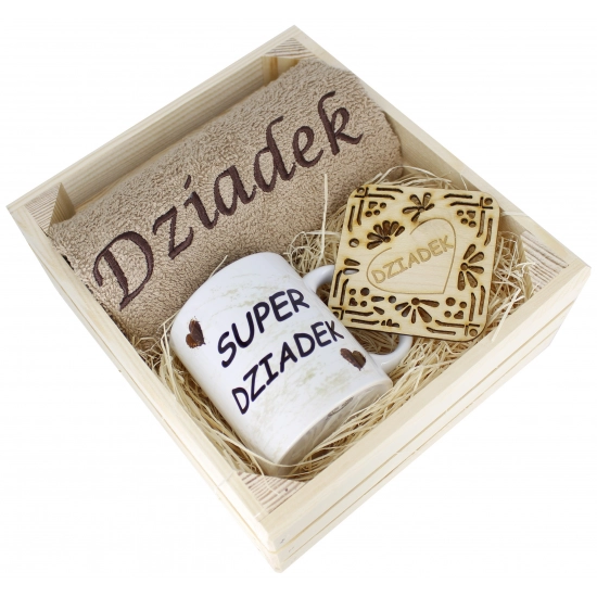SUPER PREZENT DLA DZIADKA RĘCZNIK + KUBEK SKRZYNKA