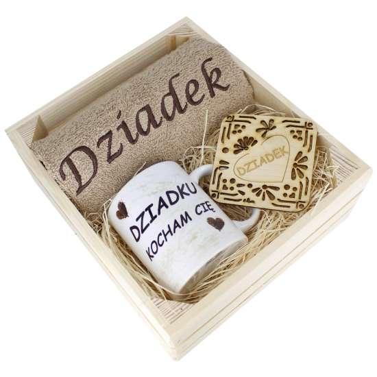 SUPER PREZENT DLA DZIADKA RĘCZNIK + KUBEK SKRZYNKA