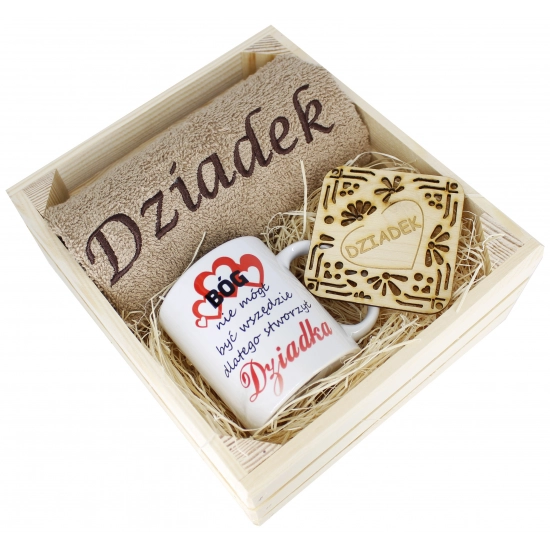 SUPER PREZENT DLA DZIADKA RĘCZNIK + KUBEK SKRZYNKA
