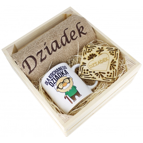 SUPER PREZENT DLA DZIADKA RĘCZNIK + KUBEK SKRZYNKA