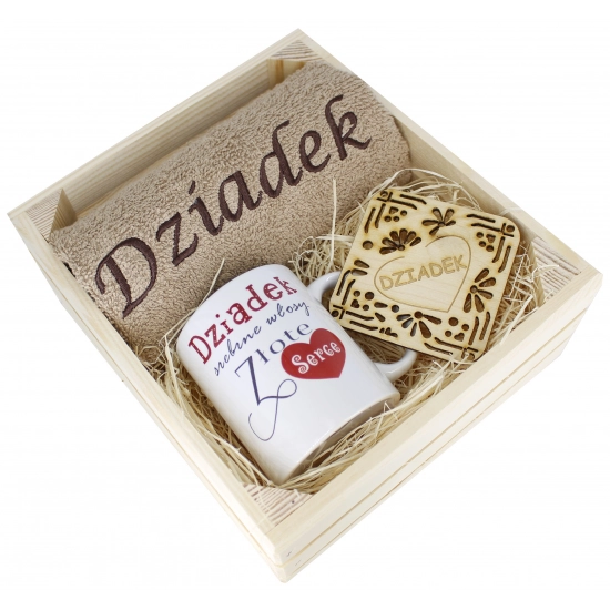 SUPER PREZENT DLA DZIADKA RĘCZNIK + KUBEK SKRZYNKA
