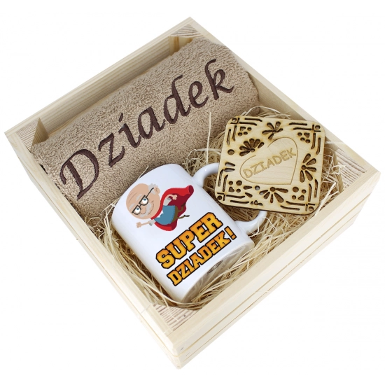 SUPER PREZENT DLA DZIADKA RĘCZNIK + KUBEK SKRZYNKA