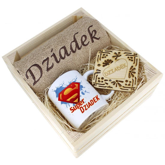 SUPER PREZENT DLA DZIADKA RĘCZNIK + KUBEK SKRZYNKA