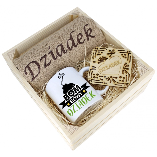 SUPER PREZENT DLA DZIADKA RĘCZNIK + KUBEK SKRZYNKA