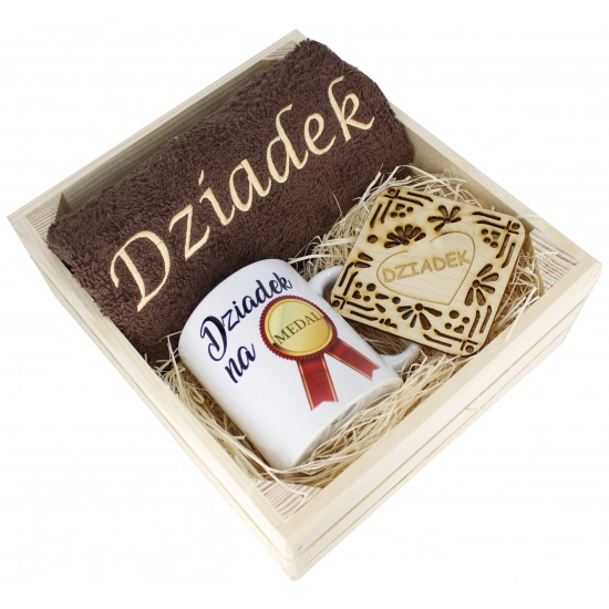 SUPER PREZENT DLA DZIADKA RĘCZNIK + KUBEK SKRZYNKA