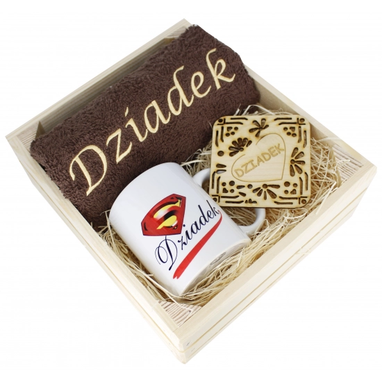 SUPER PREZENT DLA DZIADKA RĘCZNIK + KUBEK SKRZYNKA