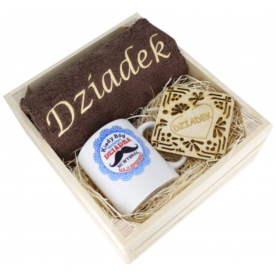 SUPER PREZENT DLA DZIADKA RĘCZNIK + KUBEK SKRZYNKA