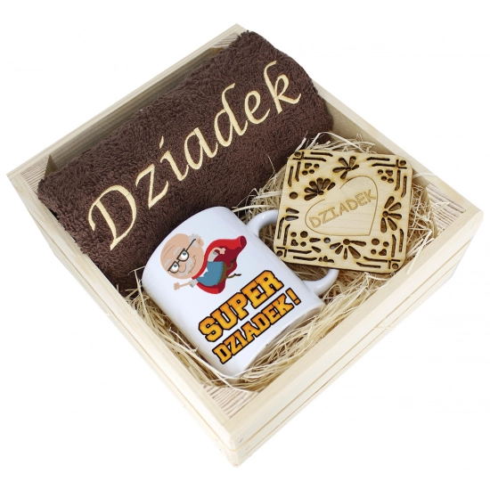 SUPER PREZENT DLA DZIADKA RĘCZNIK + KUBEK SKRZYNKA