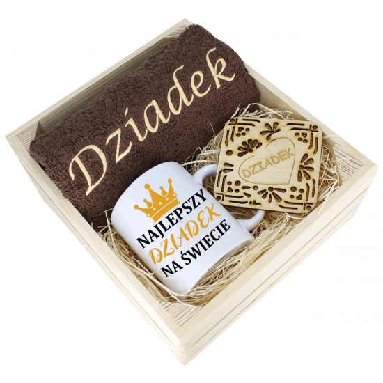 SUPER PREZENT DLA DZIADKA RĘCZNIK + KUBEK SKRZYNKA