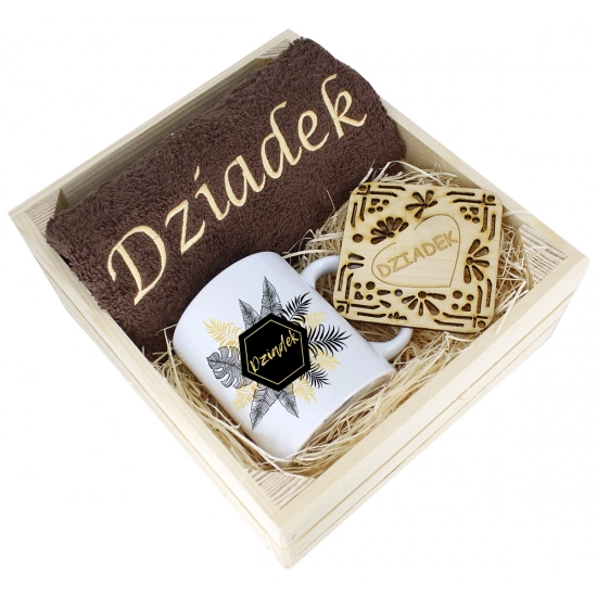 SUPER PREZENT DLA DZIADKA RĘCZNIK + KUBEK SKRZYNKA