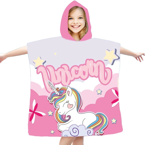 PONCHO DZIECIĘCE 60x90CM RĘCZNIK PLAŻOWY KĄPIELOWY OKRYCIE Z KAPTURKIEM