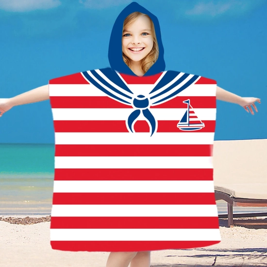 PONCHO DZIECIĘCE 60x90CM RĘCZNIK PLAŻOWY KĄPIELOWY OKRYCIE Z KAPTURKIEM