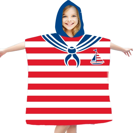 PONCHO DZIECIĘCE 60x90CM RĘCZNIK PLAŻOWY KĄPIELOWY OKRYCIE Z KAPTURKIEM