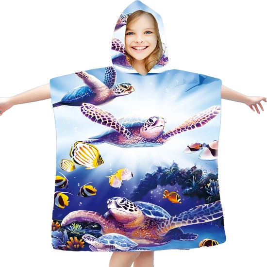 PONCHO DZIECIĘCE 60x90CM RĘCZNIK PLAŻOWY KĄPIELOWY OKRYCIE Z KAPTURKIEM