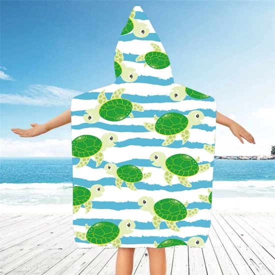 PONCHO DZIECIĘCE 60x90CM RĘCZNIK PLAŻOWY KĄPIELOWY OKRYCIE Z KAPTURKIEM
