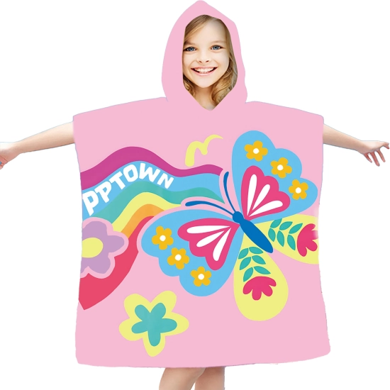 PONCHO DZIECIĘCE 60x90CM RĘCZNIK PLAŻOWY KĄPIELOWY OKRYCIE Z KAPTURKIEM