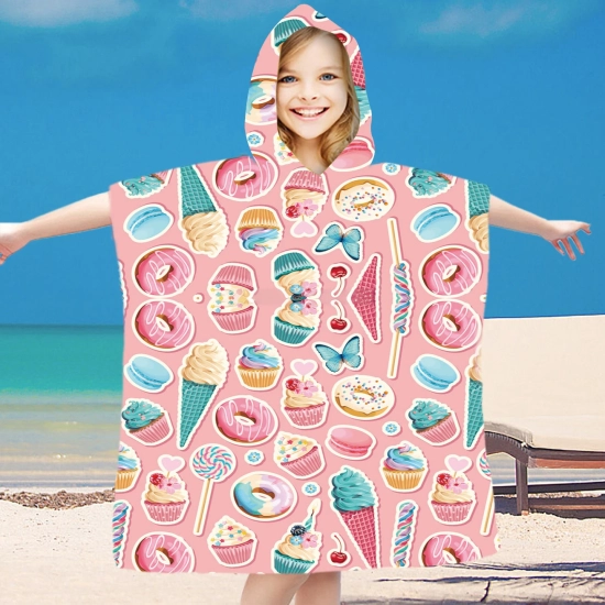 PONCHO DZIECIĘCE 60x90CM RĘCZNIK PLAŻOWY KĄPIELOWY OKRYCIE Z KAPTURKIEM