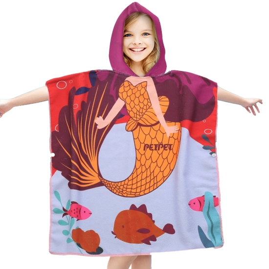 PONCHO DZIECIĘCE 60x90CM RĘCZNIK PLAŻOWY KĄPIELOWY OKRYCIE Z KAPTURKIEM