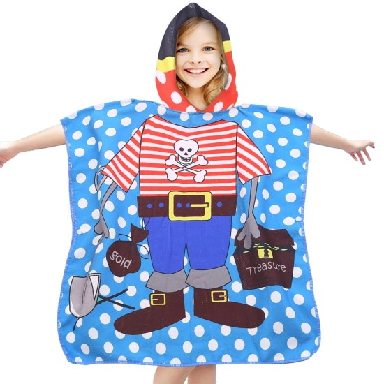 PONCHO DZIECIĘCE 60x90CM RĘCZNIK PLAŻOWY KĄPIELOWY OKRYCIE Z KAPTURKIEM