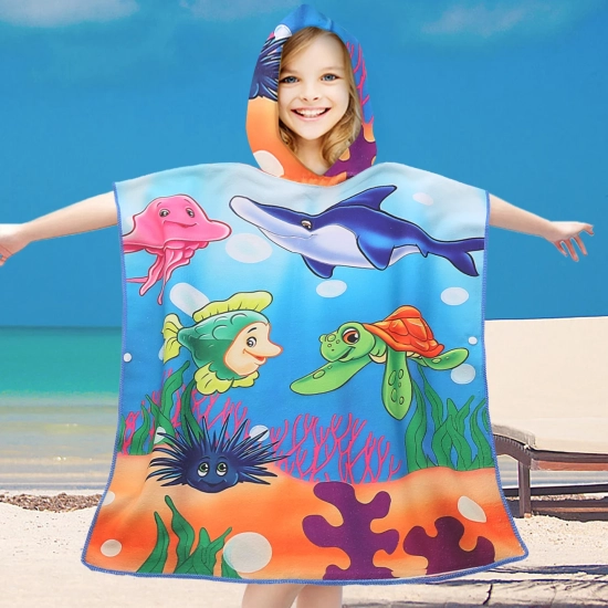 PONCHO DZIECIĘCE 60x90CM RĘCZNIK PLAŻOWY KĄPIELOWY OKRYCIE Z KAPTURKIEM