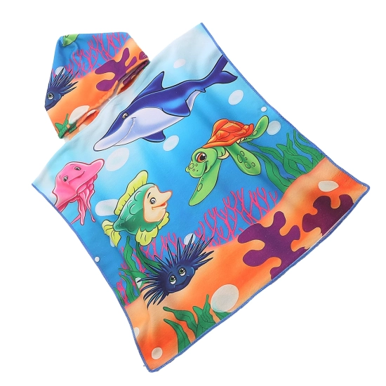 PONCHO DZIECIĘCE 60x90CM RĘCZNIK PLAŻOWY KĄPIELOWY OKRYCIE Z KAPTURKIEM
