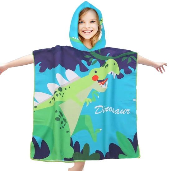PONCHO DZIECIĘCE 60x90CM RĘCZNIK PLAŻOWY KĄPIELOWY OKRYCIE Z KAPTURKIEM