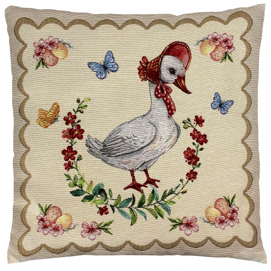 POSZEWKA WIELKANOCNA 45x45 GOBELINOWA VINTAGE GĘŚ GĄSKA DEKORACYJNA PISANKI