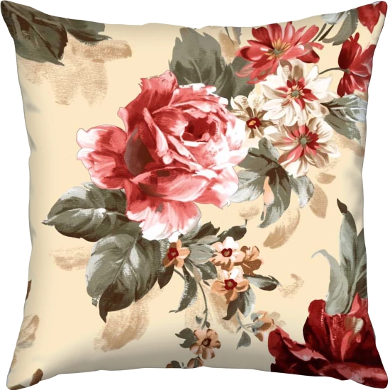 Kwadratowa poszewka bawełniana w duże bordowe peonie w stylu vintage