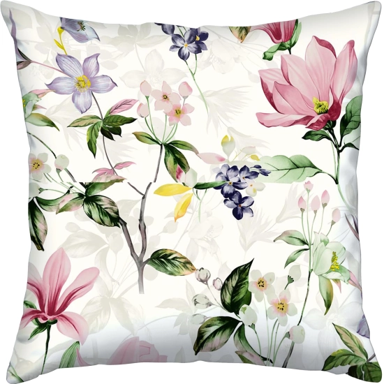 Kwadratowa poszewka bawełniana w malarskie różowe kwiaty wiśni