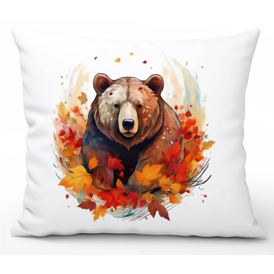 POSZEWKA DEKORACYJNA 50x70 JASIEK OZDOBNA JESIENNA NIEDŹWIEDŹ