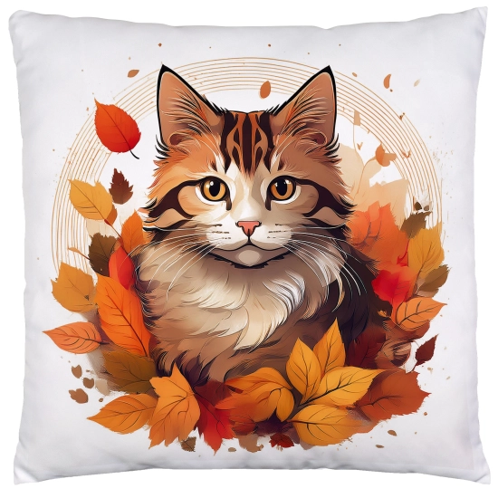 POSZEWKA DEKORACYJNA JESIENNA VELVET 40x40 WELUROWA JESIEŃ KOT