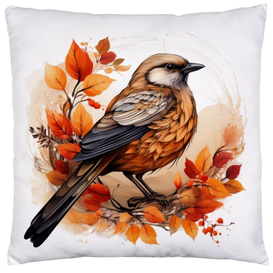 POSZEWKA DEKORACYJNA 45x45 JASIEK OZDOBNA JESIENNA PTAK