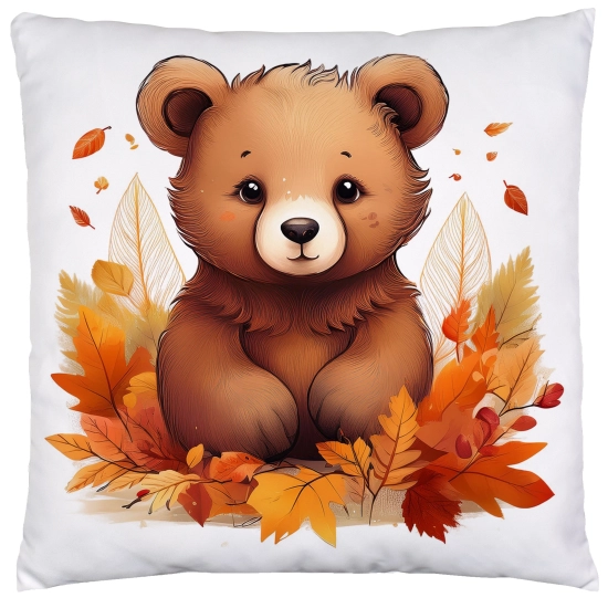 POSZEWKA DEKORACYJNA 45x45 JASIEK OZDOBNA JESIENNA NIEDŹWIEDŹ