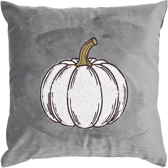 ęcznie wykonana poszewka premium z weluru, haftem i dynią z białej bouclé