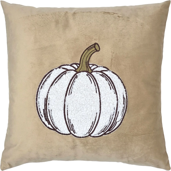 ęcznie wykonana poszewka premium z weluru, haftem i dynią z białej bouclé