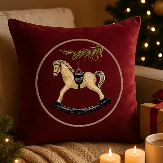 elegancka poszewka bożonarodzeniowa z haftem